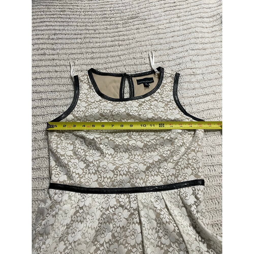Cynthia Rowley Sleeveless Sheath Dress Lace Lined Cocktail Sz 6 White Tan Black - Picture 3 of 8